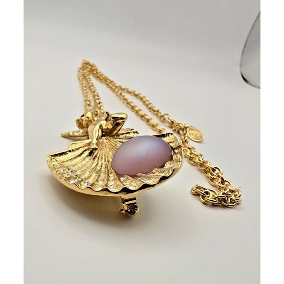 Kirks Folly Whispering Angel Interchangeable Seashell Brooch Pendant Necklace - Picture 4 of 14